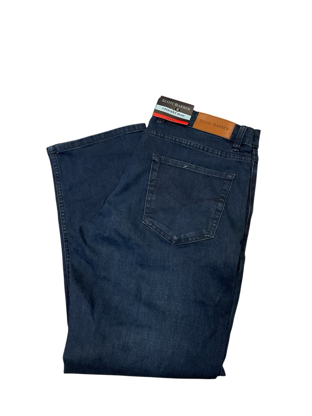 Scott Barber Mens Straight Fit 5 Pocket Jeans Dark Blue 34x30 NWT